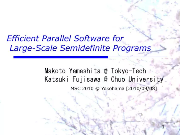 efficient parallel software for large scale semidefinite programs