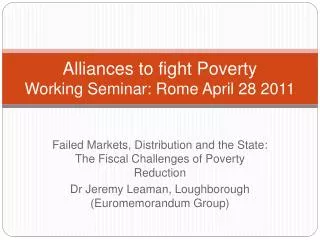 Alliances to fight Poverty Working Seminar: Rome April 28 2011