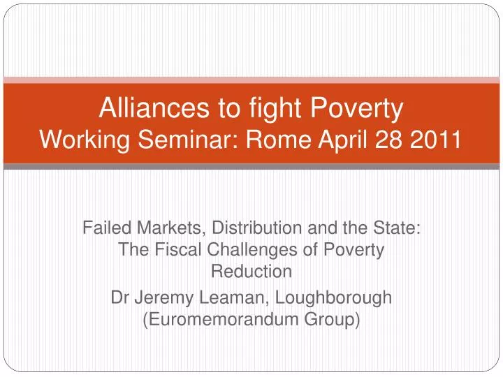 alliances to fight poverty working seminar rome april 28 2011