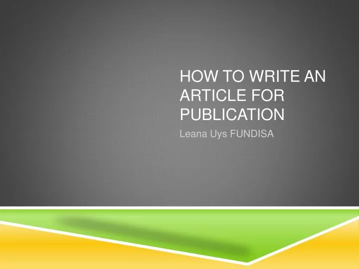 how to write an article for publication