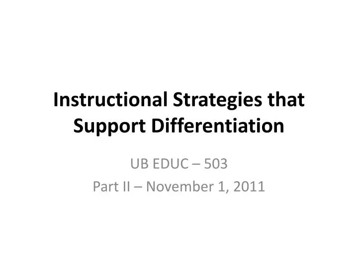 instructional strategies that support differentiation