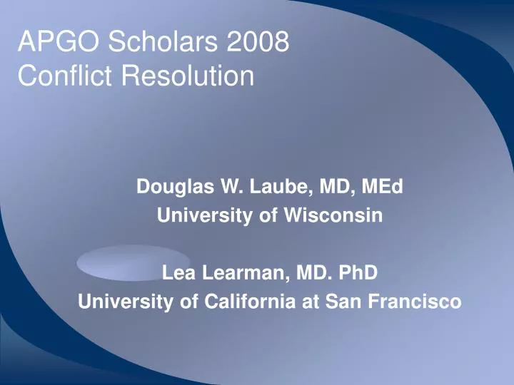 apgo scholars 2008 conflict resolution