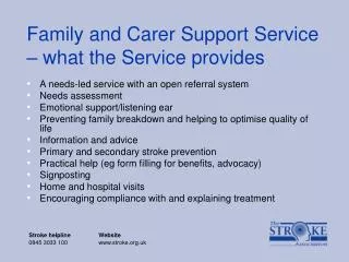 Family and Carer Support Service – what the Service provides