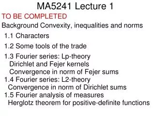 MA5241 Lecture 1