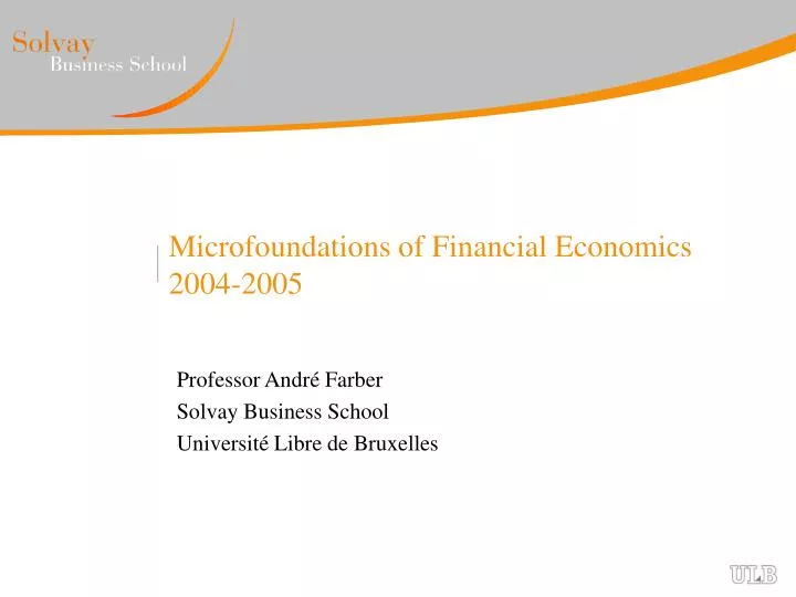 microfoundations of financial economics 2004 2005