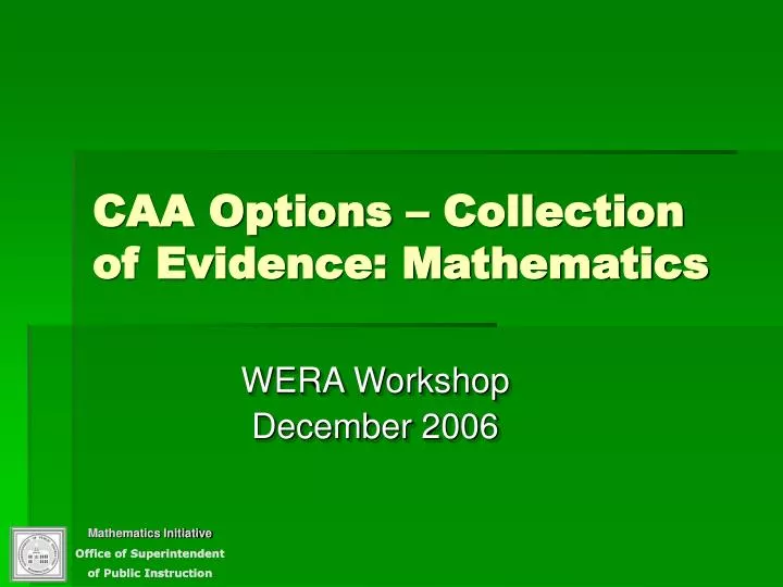 caa options collection of evidence mathematics