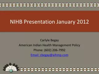 NIHB Presentation January 2012