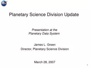 Planetary Science Division Update Presentation at the Planetary Data System