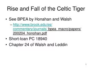 Rise and Fall of the Celtic Tiger