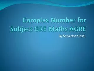 Complex Number for Subject GRE Maths AGRE