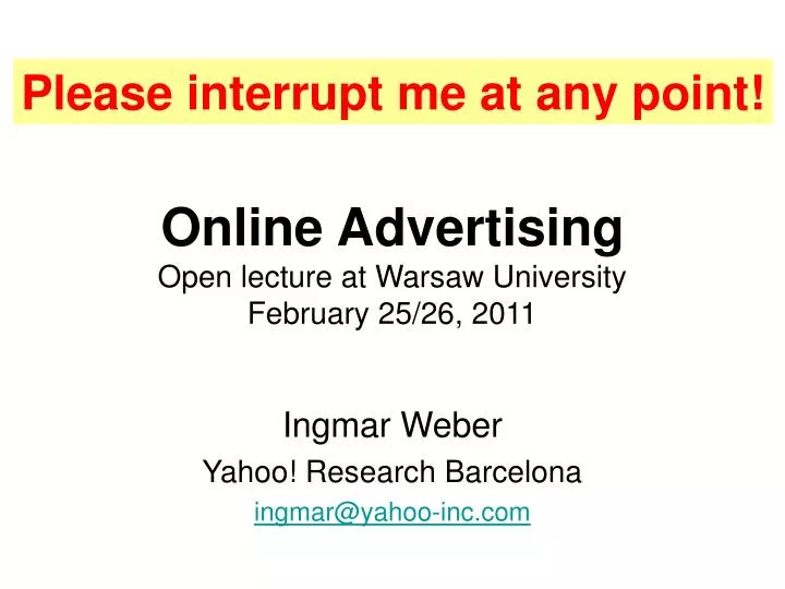 online advertising open lecture at warsaw university february 25 26 2011