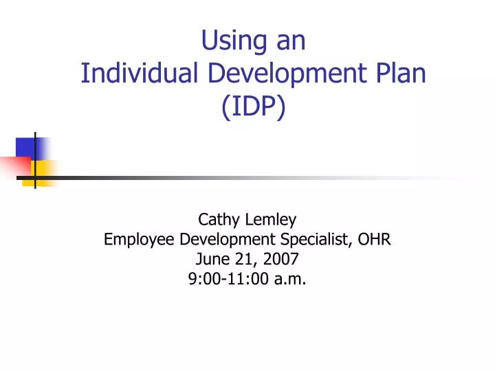 using an individual development plan idp