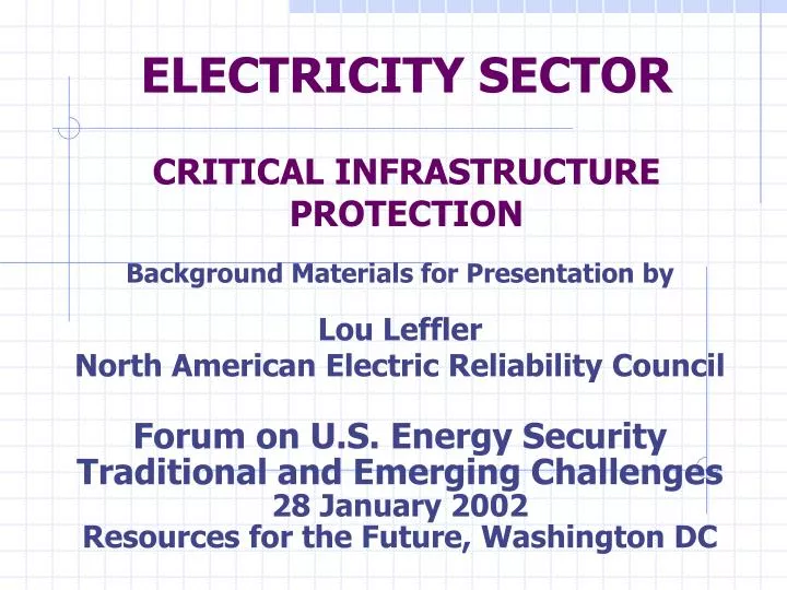 electricity sector critical infrastructure protection