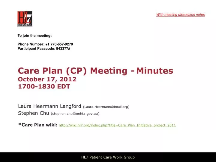 care plan cp meeting minutes october 17 2012 1700 1830 edt