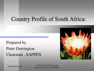 Country Profile of South Africa: