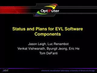 Status and Plans for EVL Software Components