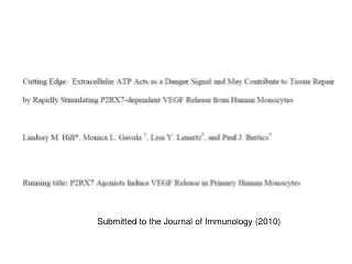 Submitted to the Journal of Immunology (2010)