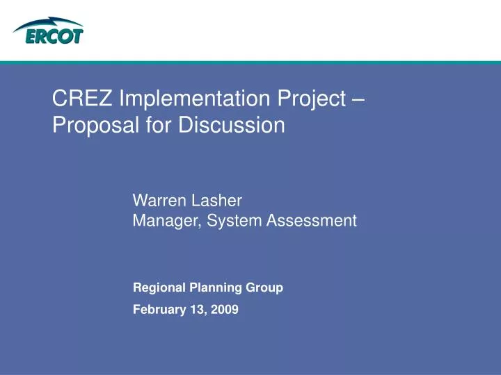 crez implementation project proposal for discussion