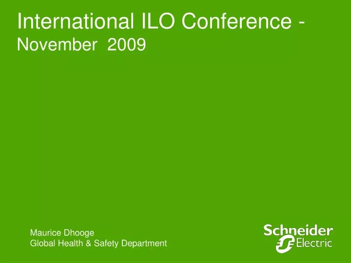 international ilo conference november 2009