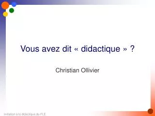 vous avez dit didactique