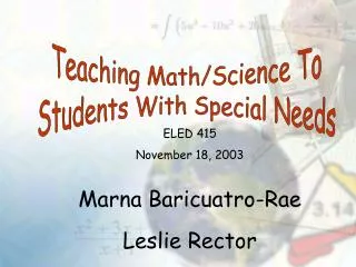Teaching Math/Science To Students With Special Needs
