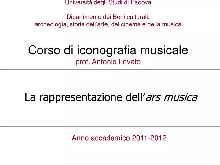 la rappresentazione dell ars musica anno accademico 2011 2012