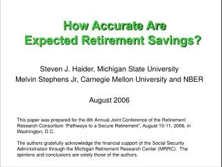 How Accurate Are Expected Retirement Savings?
