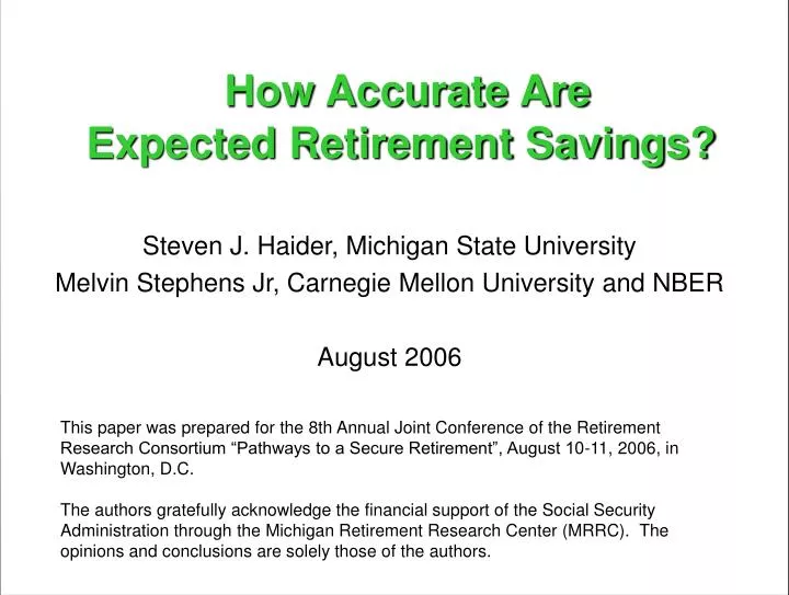 how accurate are expected retirement savings