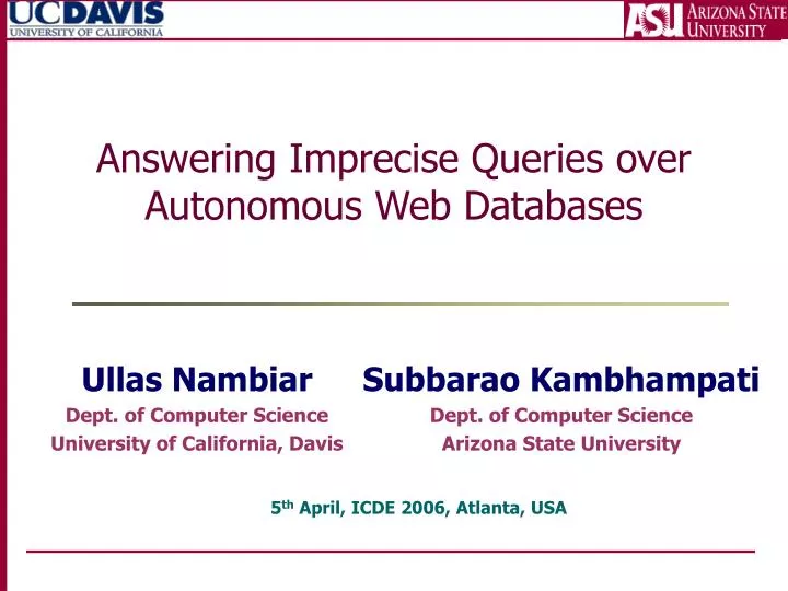 answering imprecise queries over autonomous web databases