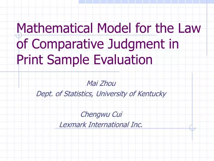 mathematical model for the law of comparative judgment in print sample evaluation