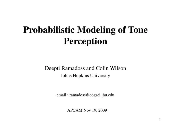 probabilistic modeling of tone perception