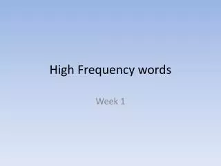 High Frequency words