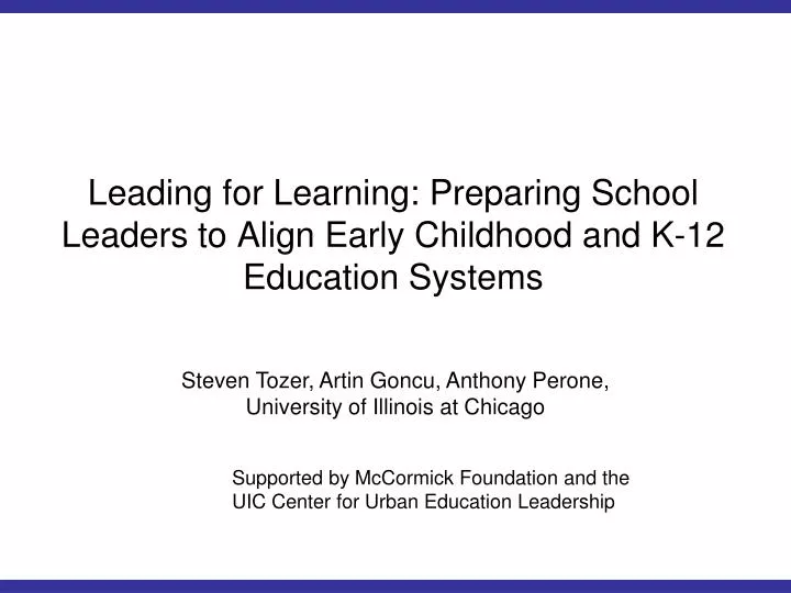 leading for learning preparing school leaders to align early childhood and k 12 education systems