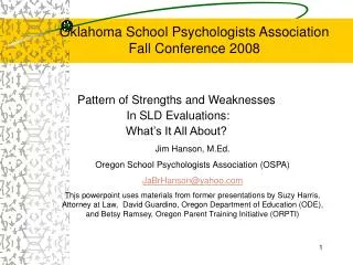 Oklahoma School Psychologists Association Fall Conference 2008
