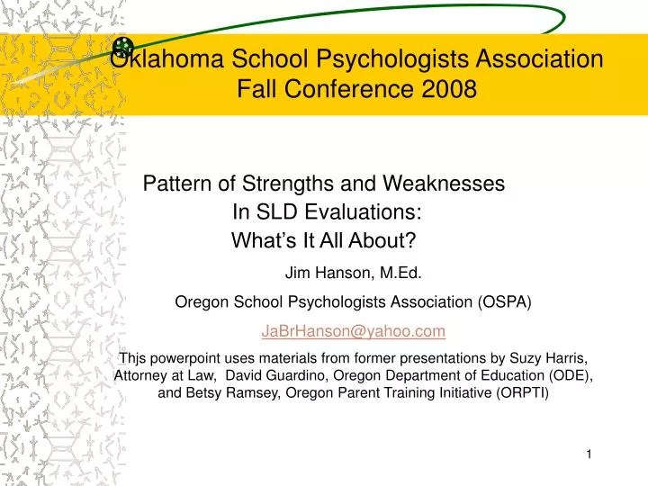 oklahoma school psychologists association fall conference 2008