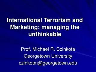 International Terrorism and Marketing: managing the unthinkable