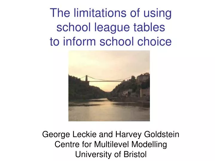 the limitations of using school league tables to inform school choice