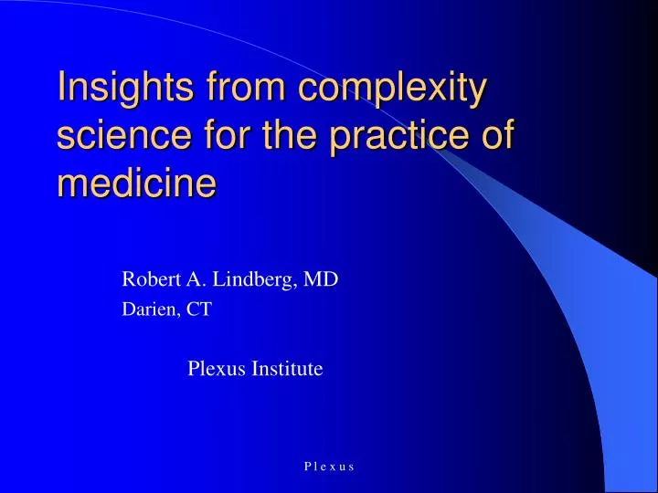 insights from complexity science for the practice of medicine