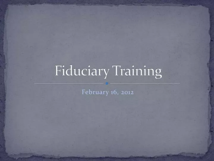 fiduciary training