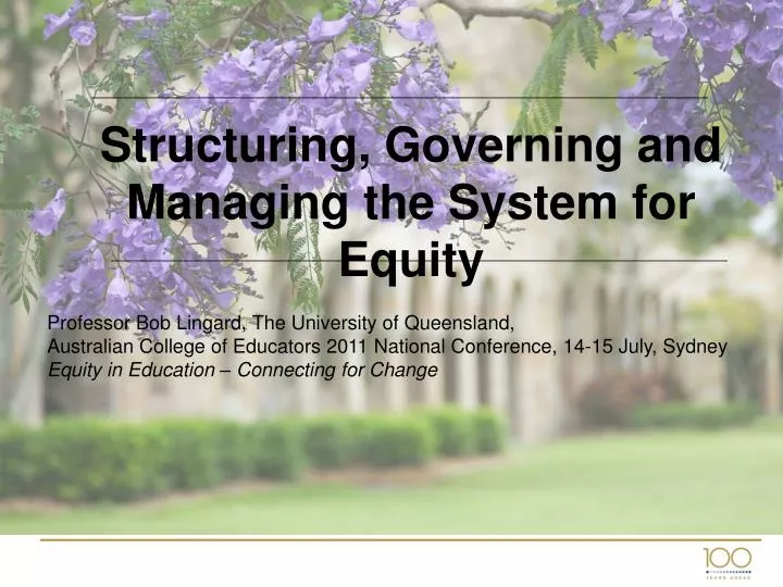 structuring governing and managing the system for equity