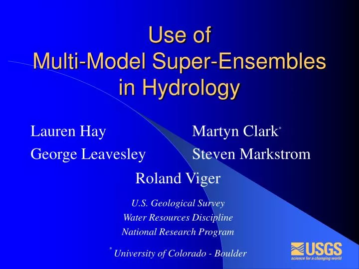 use of multi model super ensembles in hydrology