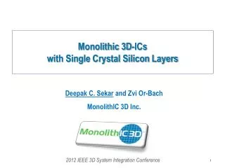 Monolithic 3D-ICs with Single Crystal Silicon Layers