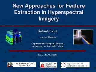 New Approaches for Feature Extraction in Hyperspectral Imagery