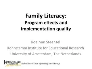 Family Literacy : Program effects and implementation quality
