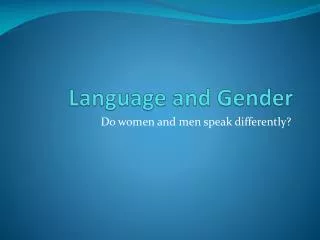 Language and Gender