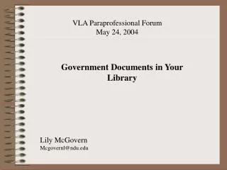 Government Documents in Your Library