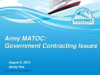 Army MATOC : Government Contracting Issues