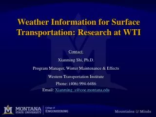 Weather Information for Surface Transportation: Research at WTI