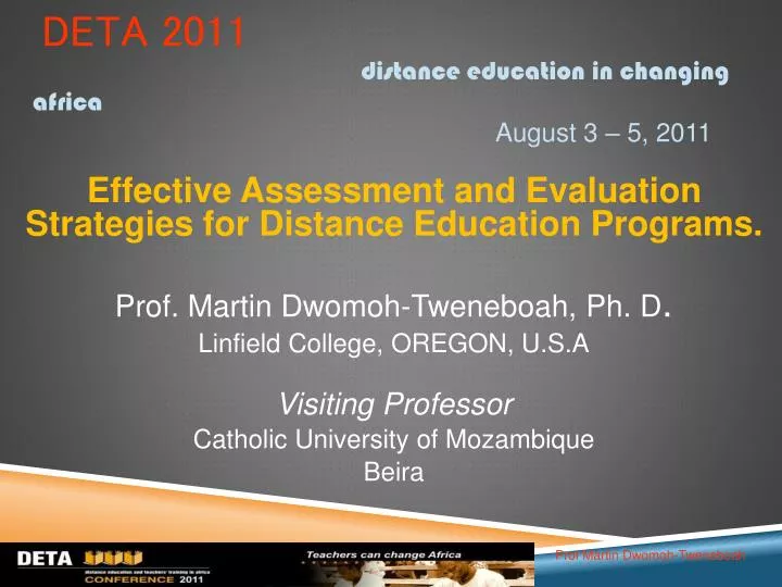 deta 2011 distance education in changing africa august 3 5 2011