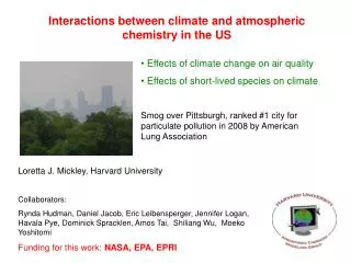 Interactions between climate and atmospheric chemistry in the US